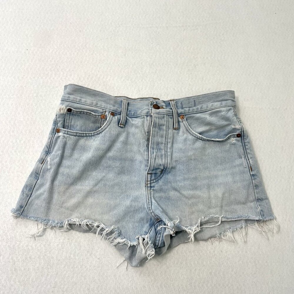 Madewell Relaxed Denim Jean Short Cut Off Raw Hem Beach Light Wash size 28